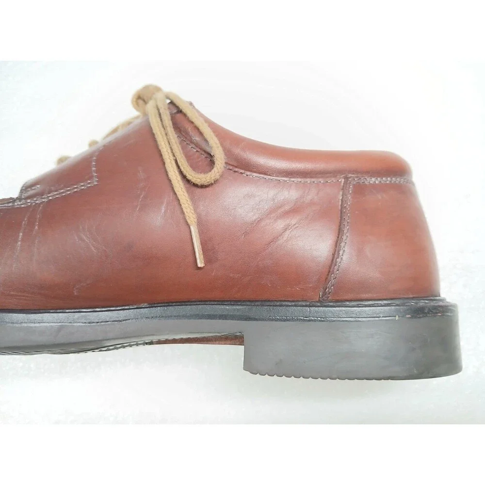 Johnston & Murphy Brown Leather Derby 9.5W Cognac Lace Up Dress Shoes